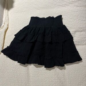 Ocean Drive Black Ruffled Skater Skirt